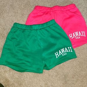 Free w/purchase Shein Green Pink Hawaii gym track shorts set Small